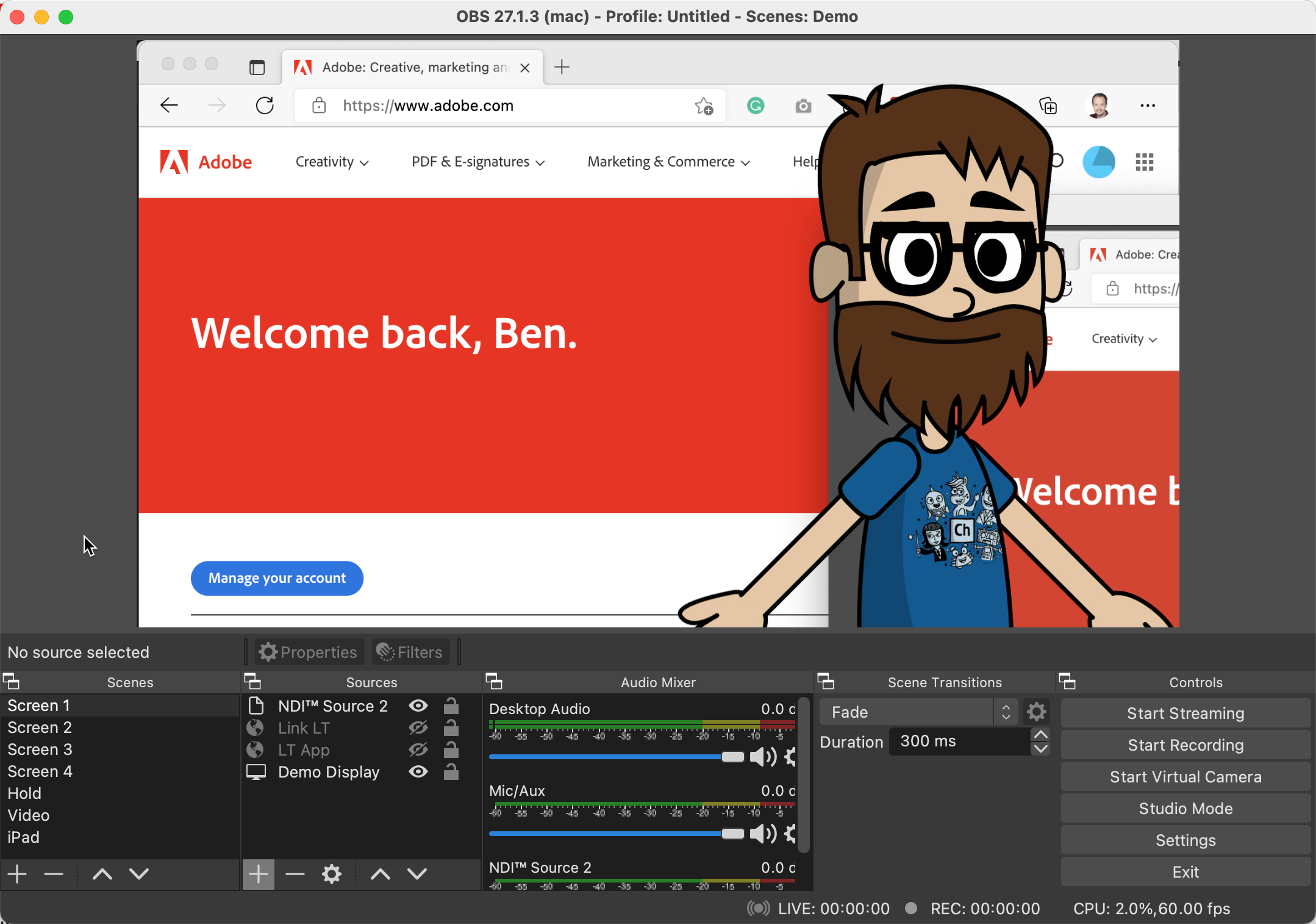 Add cartoons to your livestream with Adobe Character Animator and OBS Add cartoons to your livestream with Adobe Character Animator and OBS